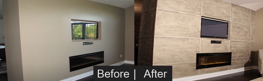 Drywall to Stone Faux Finish Painting Effect Before & After