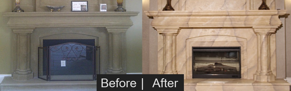 Marble Mantel Faux FInish Effect Before & After