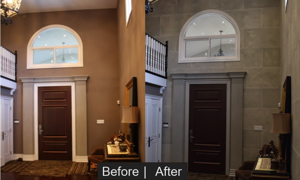 Stone Wall Faux Finish Before and After
