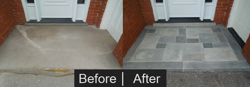 front porch stone faux finish before and after